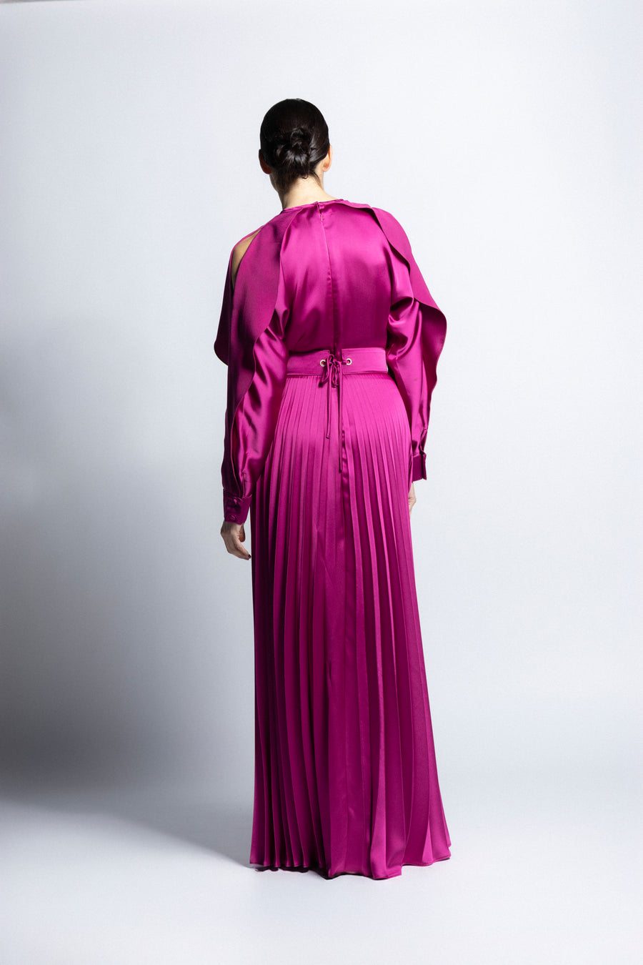VESTIDO PLISADO CON MANGA OLÁN BUGAMBILIA