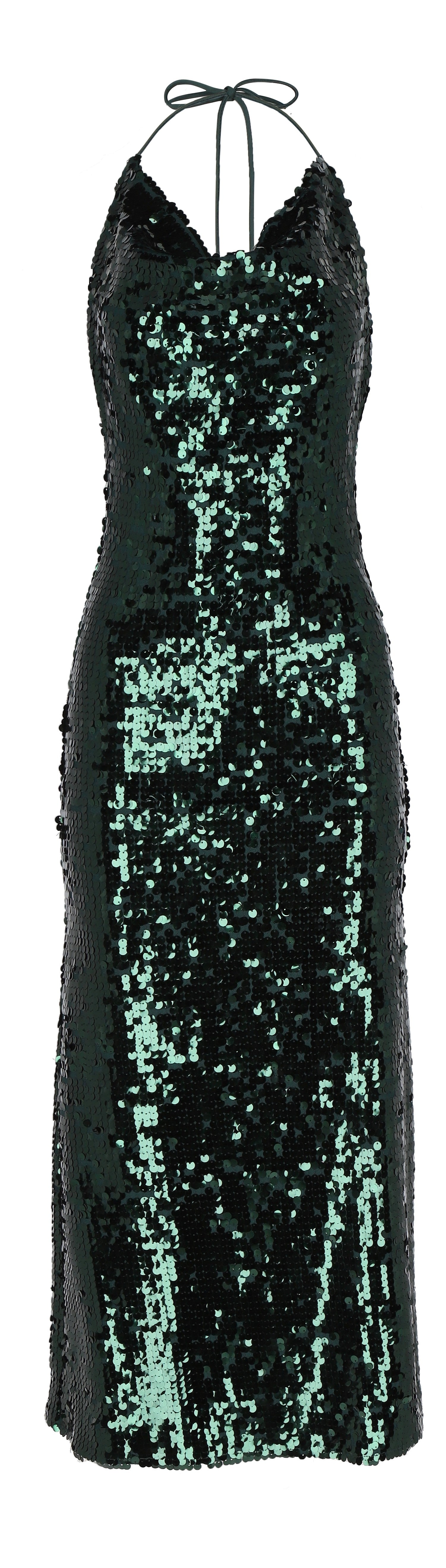 VESTIDO OTOÑO INVIERNO LENTEJUELAS VERDE