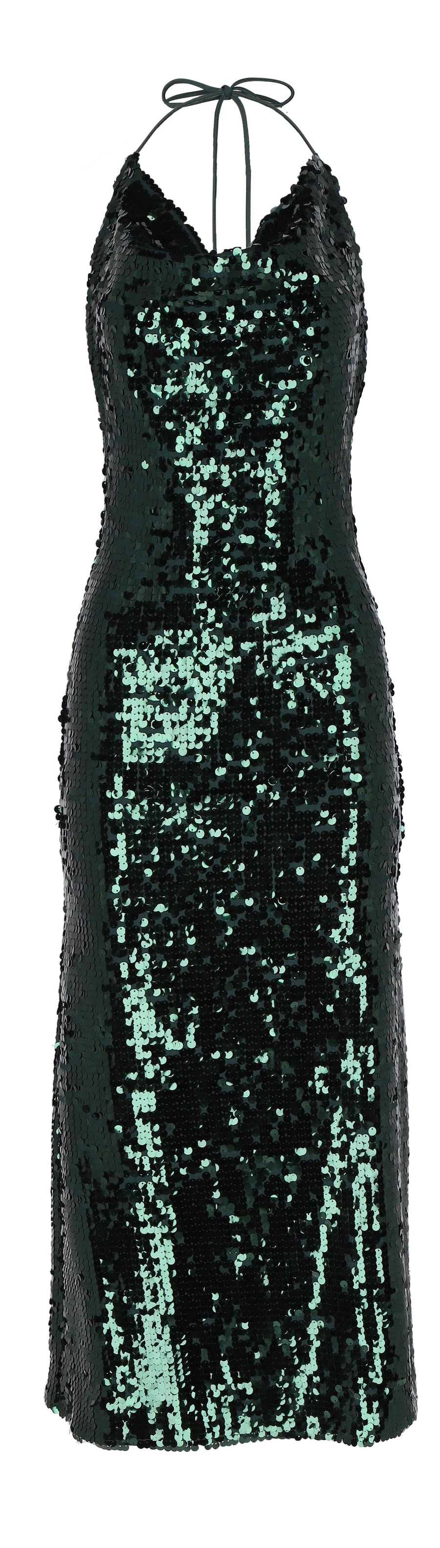 VESTIDO OTOÑO INVIERNO LENTEJUELAS VERDE