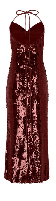 VESTIDO OTOÑO INVIERNO LENTEJUELAS ROJO