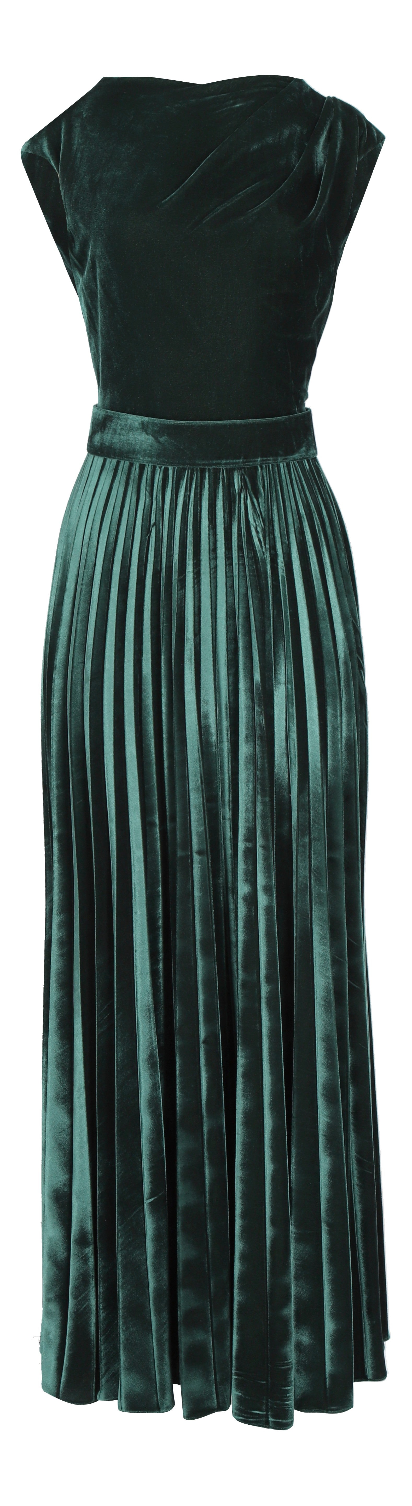 VESTIDO OTOÑO INVIERNO TERCIPELO VERDE