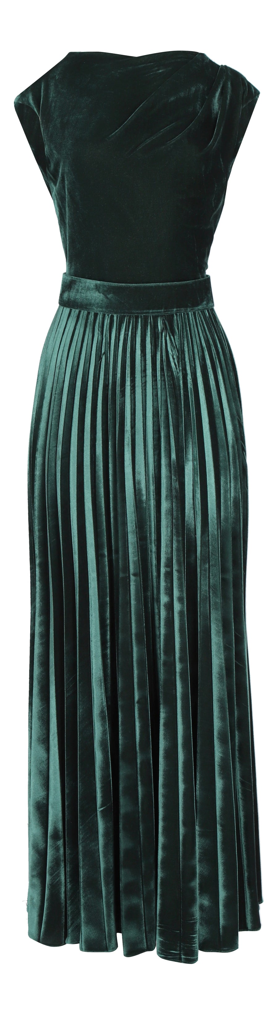 VESTIDO OTOÑO INVIERNO TERCIPELO VERDE