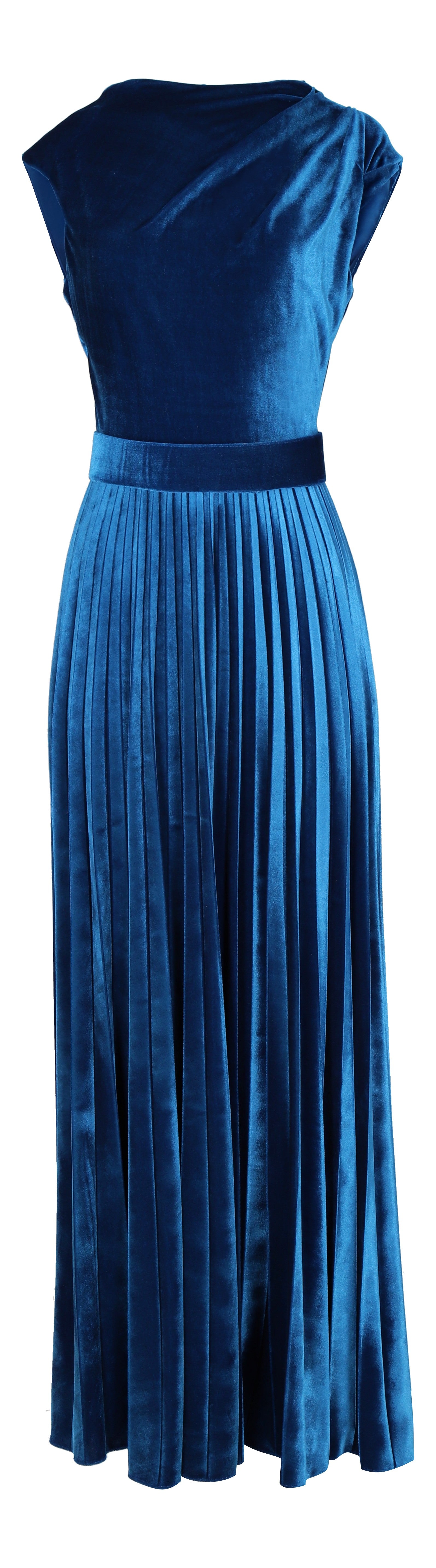 VESTIDO OTOÑO INVIERNO TERCIOPELO AZUL