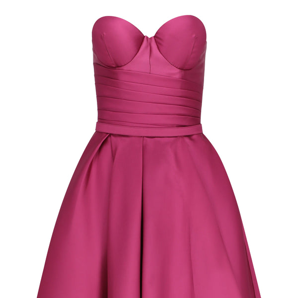 Benito Santos Crucero Vestido Strapless Fucsia