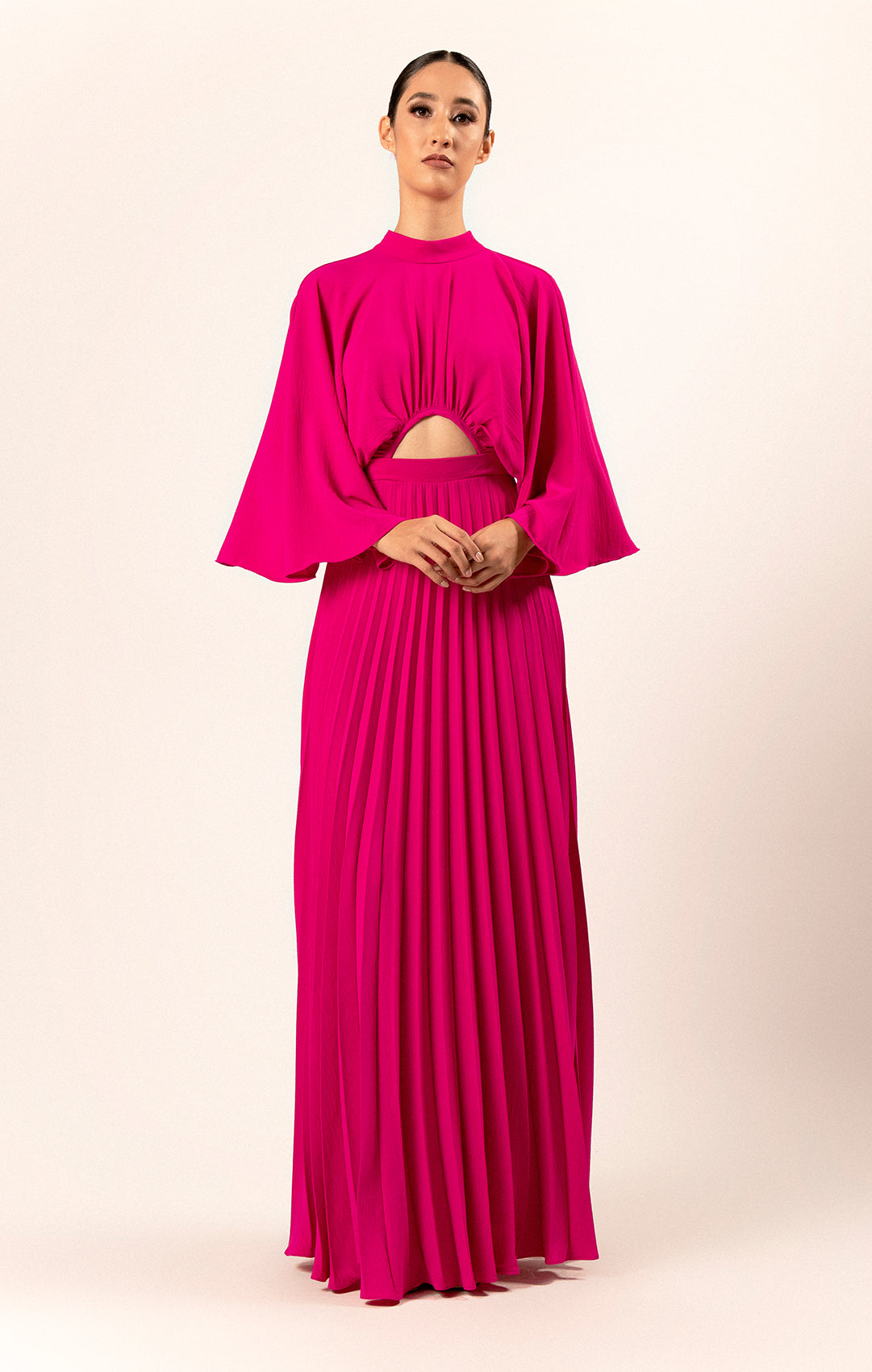 Vestido Mangas Amplias Fucsia