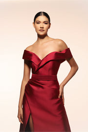 Vestido Asimétrico Tinto