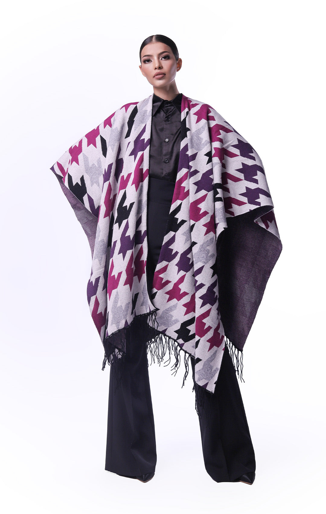 Poncho Pata de Gallo Violeta