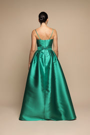 VESTIDO TIRANTES FALDA ENVOLVENTE VERDE ESMERALDA