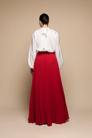 FALDA PLISADA ROJO QUEMADO