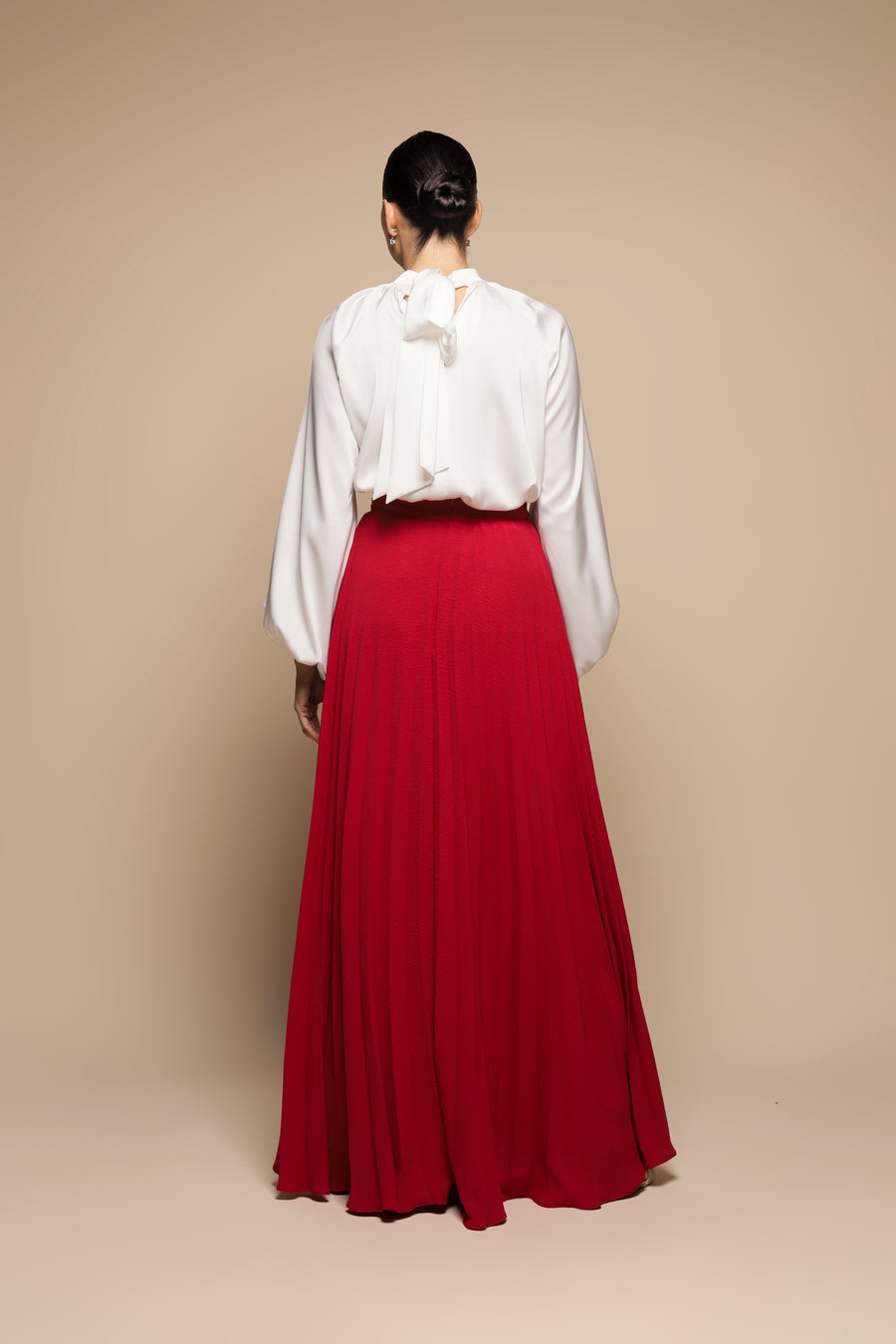 FALDA PLISADA ROJO QUEMADO