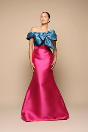 VESTIDO ESCOTE BARCO BICOLOR