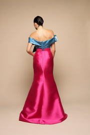 VESTIDO ESCOTE BARCO BICOLOR