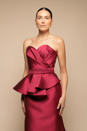 VESTIDO ESCOTE CORAZÓN TINTO