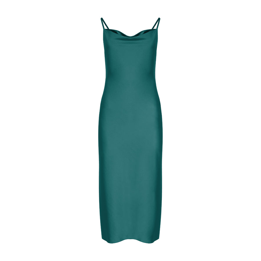 Vestido DESBOCADO VERDE BOTELLA Benito Santos México