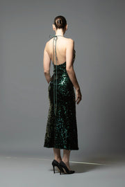 VESTIDO OTOÑO INVIERNO LENTEJUELAS VERDE