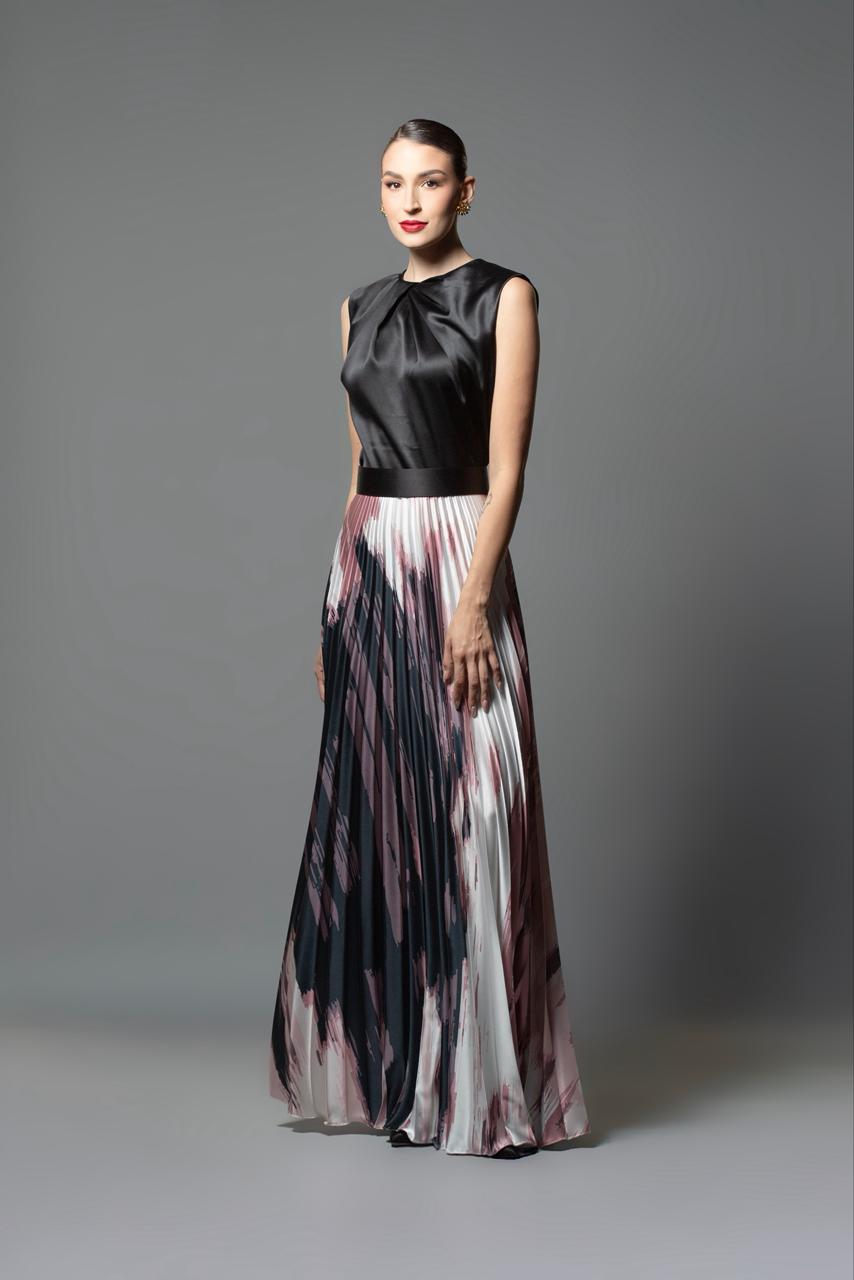 VESTIDO OTOÑO INVIERNO NEGRO ROSA