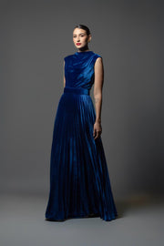 VESTIDO OTOÑO INVIERNO TERCIOPELO AZUL