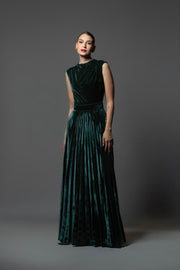 VESTIDO OTOÑO INVIERNO TERCIPELO VERDE