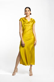VESTIDO BATA PLISADO AMARILLO