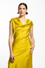 VESTIDO BATA PLISADO AMARILLO