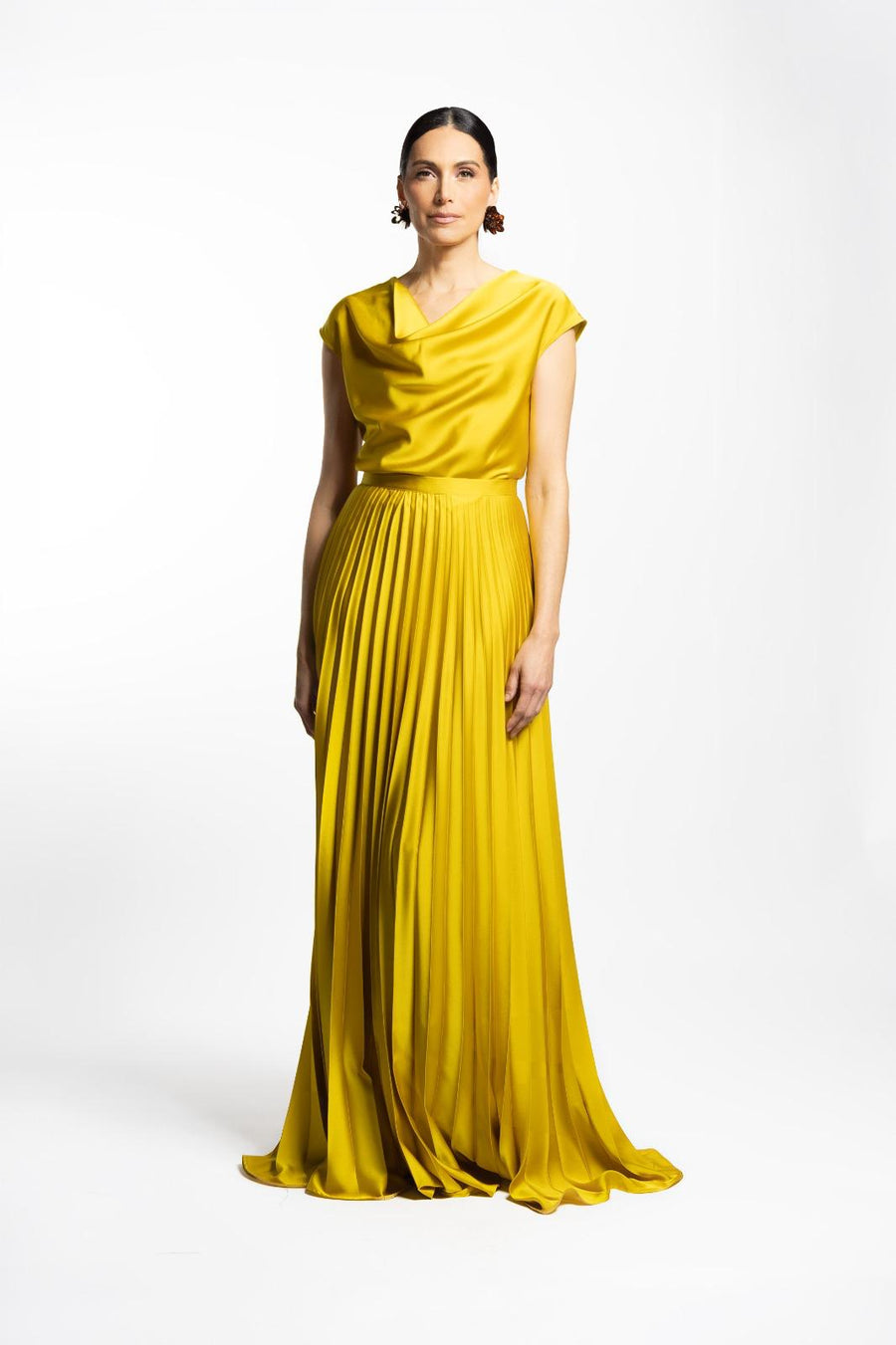 VESTIDO BATA PLISADO AMARILLO