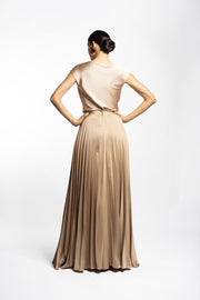 VESTIDO BATA PLISADO CHAMPAGNE