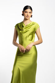 VESTIDO BATA PLISADO VERDE