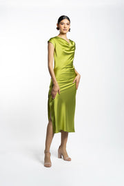 VESTIDO BATA PLISADO VERDE