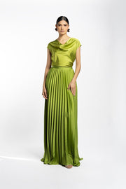 VESTIDO BATA PLISADO VERDE