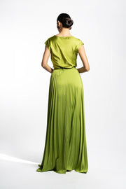 VESTIDO BATA PLISADO VERDE