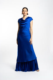 VESTIDO BATA PLISADO AZUL