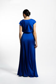 VESTIDO BATA PLISADO AZUL