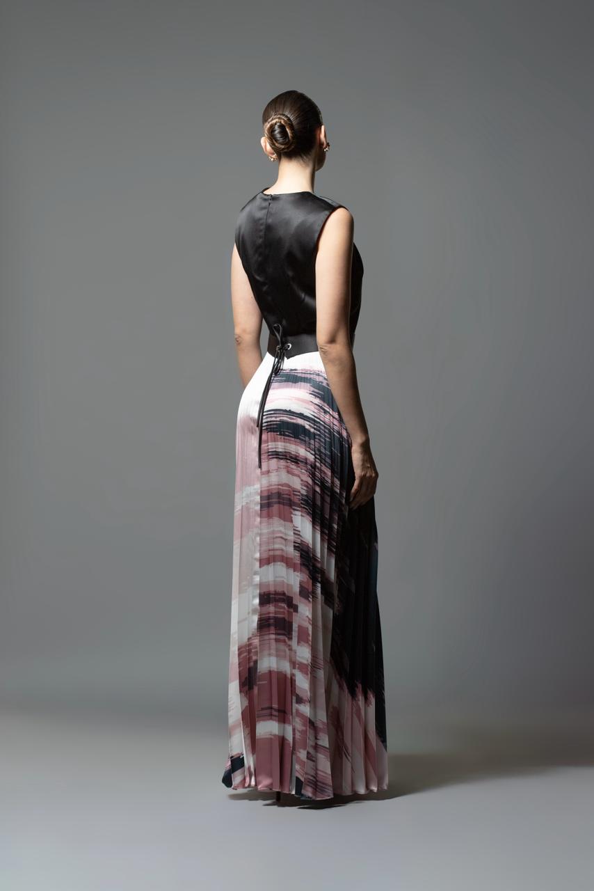 VESTIDO OTOÑO INVIERNO NEGRO ROSA