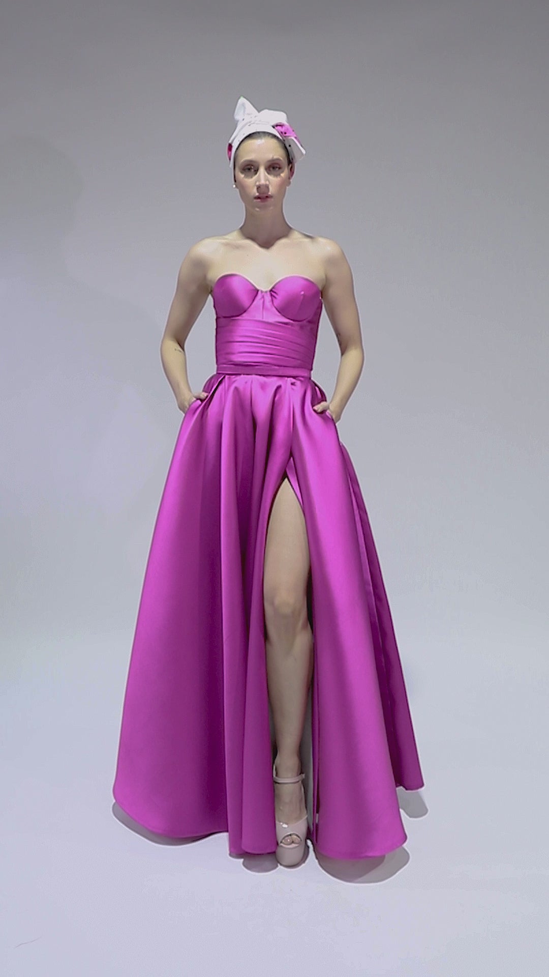 Benito Santos Crucero Vestido Strapless Fucsia